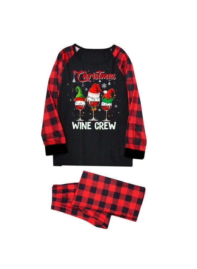 Women's Spring And Autum Long-sleeved Two-piece Outerwear Cartoon Outerwear Top + Plaid Pants Home Wear Two Pieces