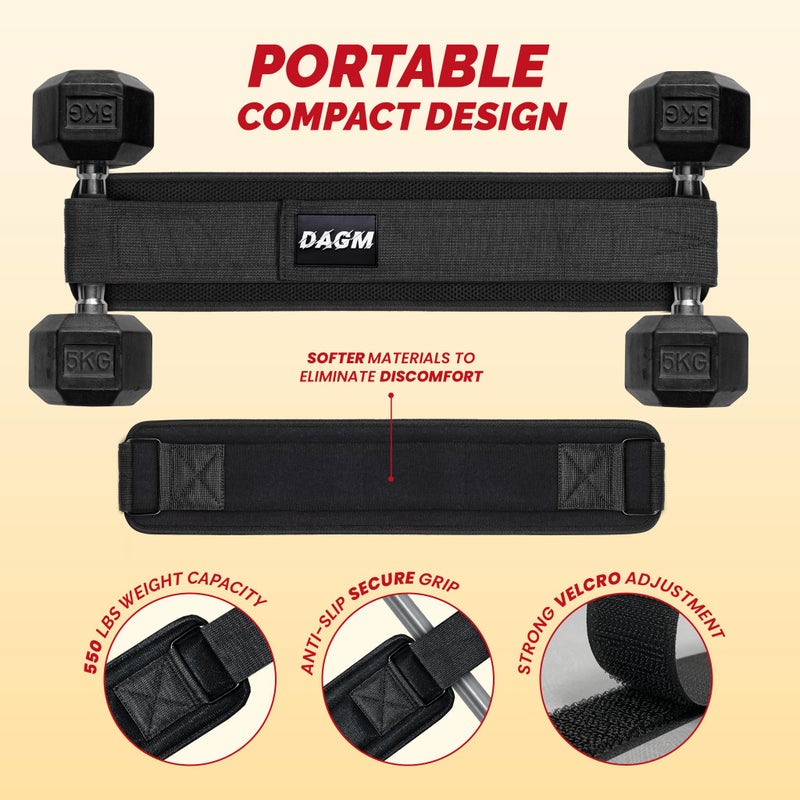 DAGM Hip Thrust Belt for Dumbbells heavy, Secure Glute Trainer with Non-Slip Extra Padding That Protects Your Hips - Ideal for Gym & Home Workouts - Use with Heavy Duty Kettlebells, Dumbbells, & Plates Hold up to 500 lbs - Image 2
