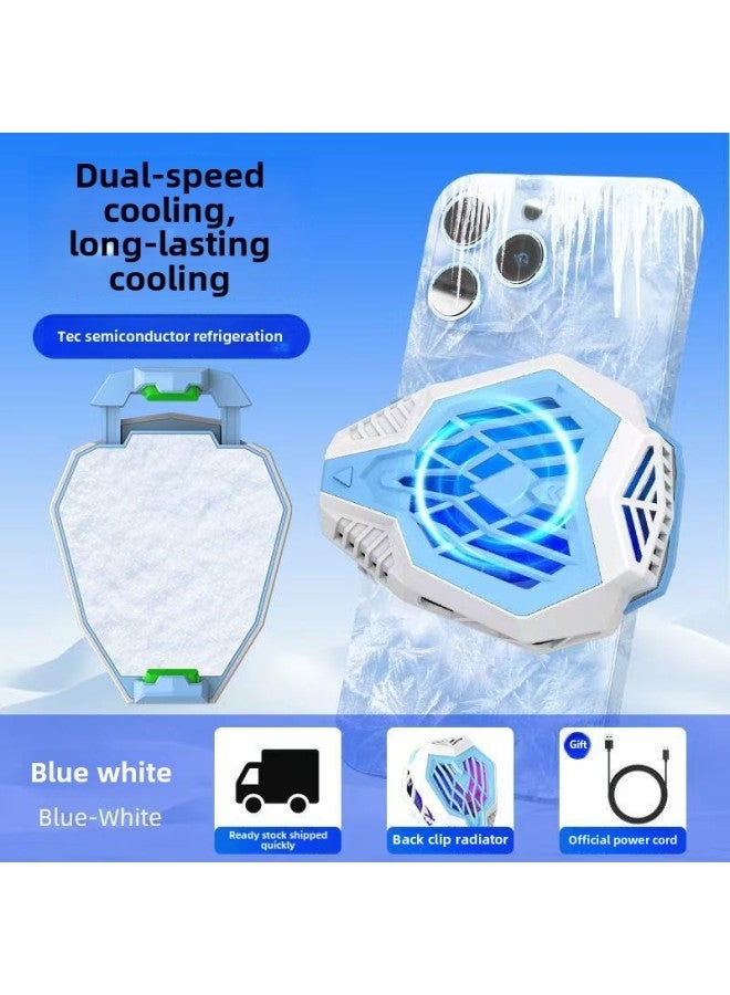 S21 Semiconductor Mobile Phone Radiator Icing Mute Magnetic Hand Tour Live Cooling Digital Display Back Clip-Colour:S20 Clip Style Blue And White  - Image 1