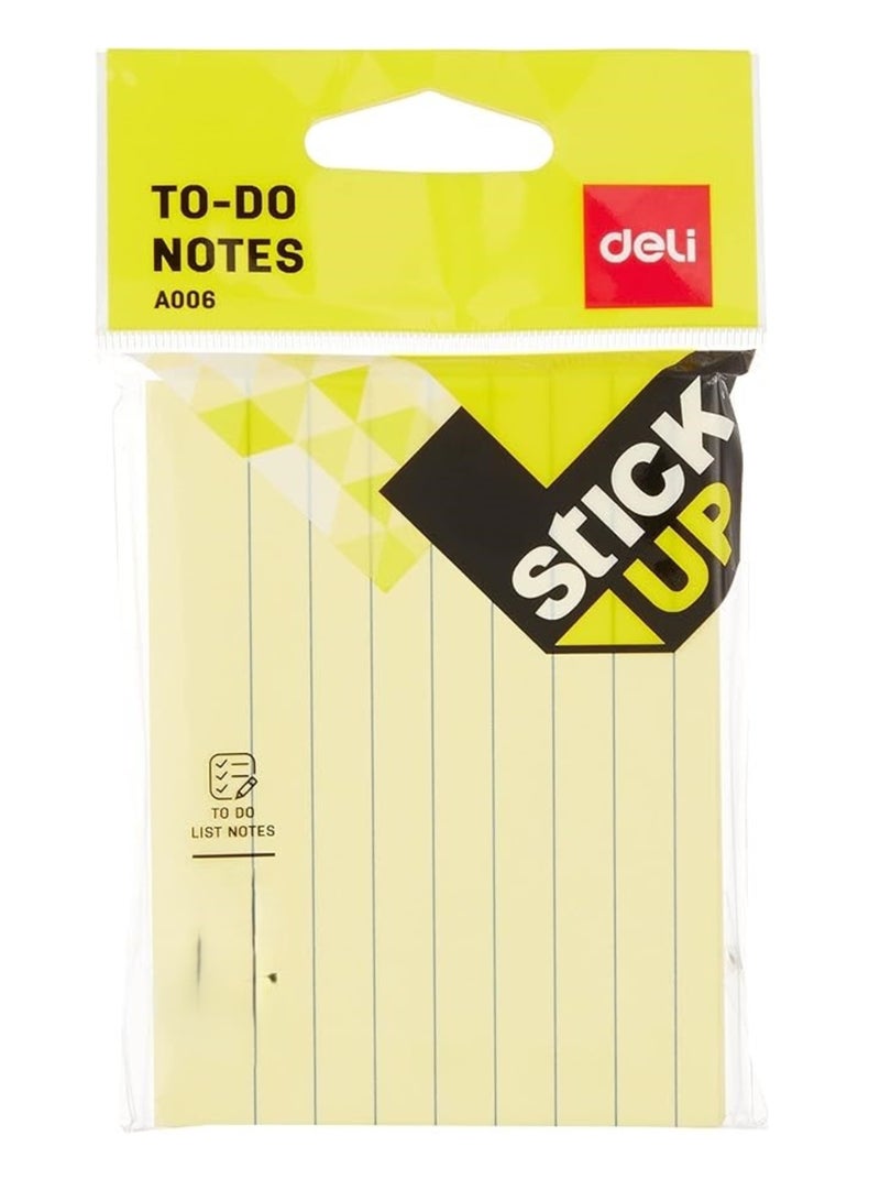 Deli Yellow Ruled Sticky Notes -6x4 Inches 100 Sheets Per Pad Pack of 12