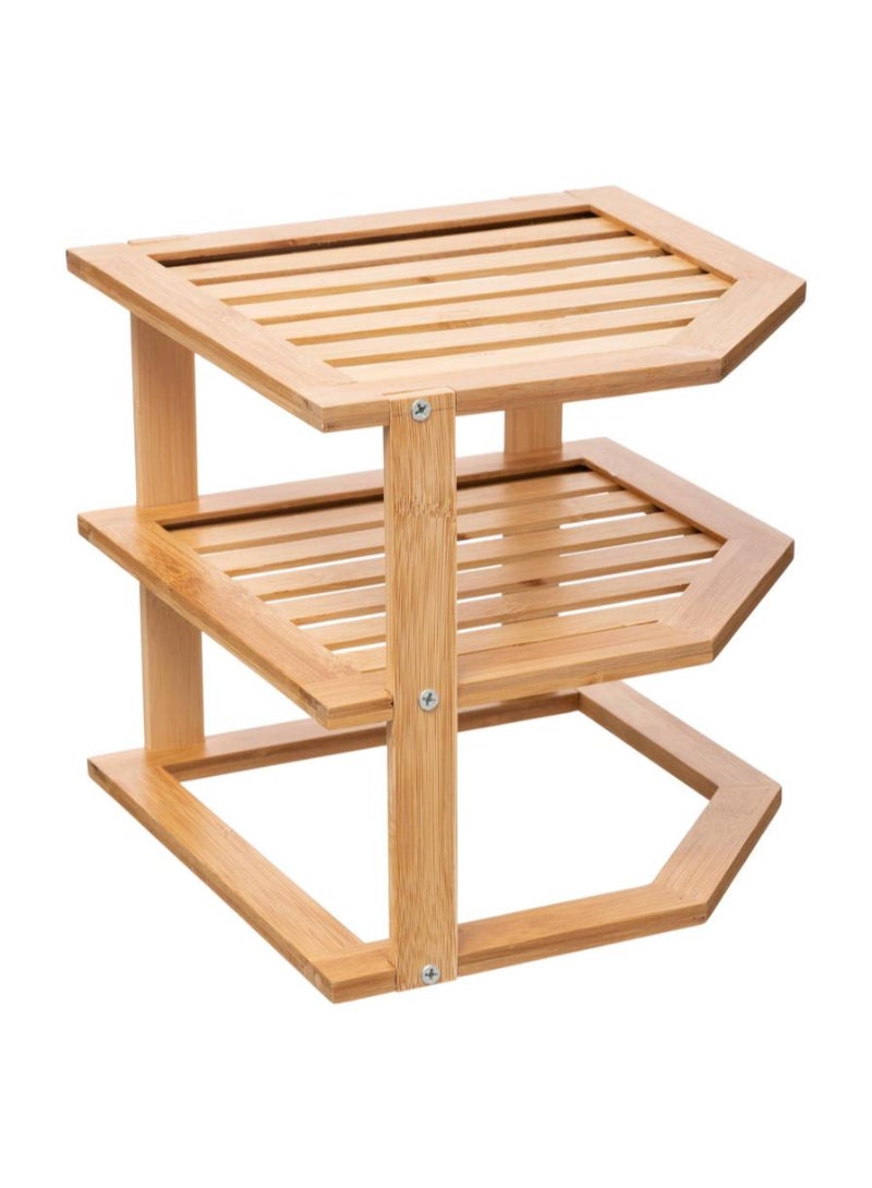 رف زاوية من الخيزران 5Five بمستويين 25.4 × 23 × 25.4 سم