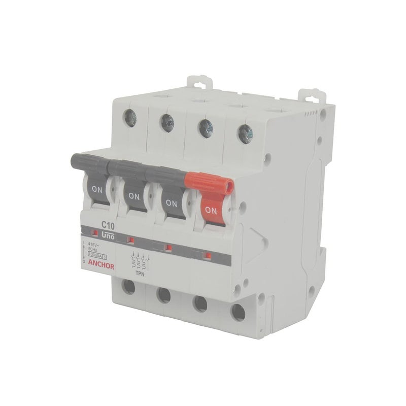 Anchor by Panasonic UNO 10 Amp TPN C Curve MCB ISI Marked Triple Pole Neutral 10A Miniature Circuit Breaker 98034 - Image 2