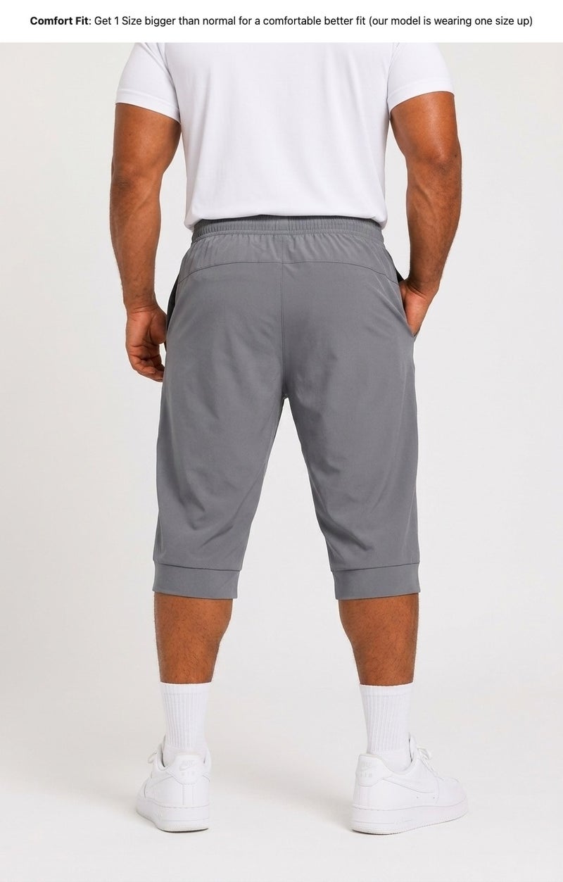 Moveletix Men's Plus Size Training Long Shorts Grey - Image 2