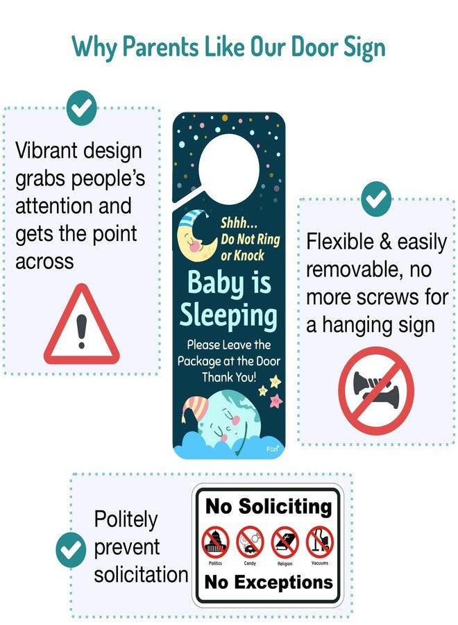 Fun-Plus Funplus Baby Sleeping Sign - Do Not Knock or Ring - Plastic Door Knob Hanger Sign - Image 3
