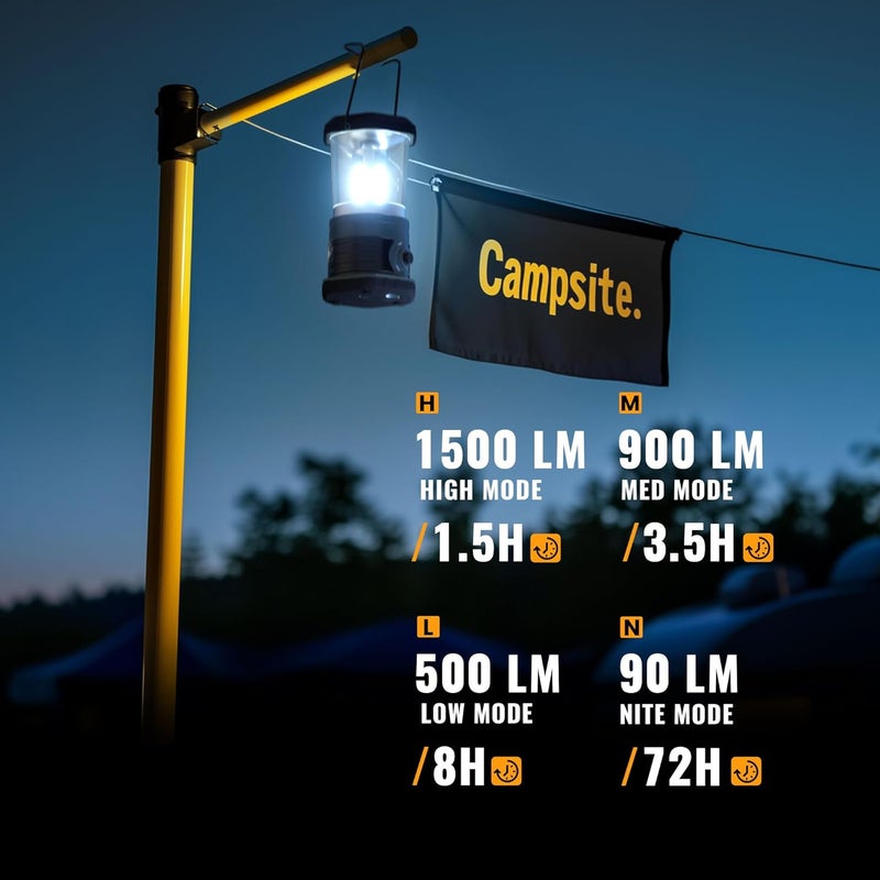 innofox LED Camping Lantern, 1500 LM Lanterns for Power Outages with 4 D Batteries Included, Battery Powered Lantern Flashlight with 4 Light Modes, Weatherproof Tent Light for Storms and Hurricanes - Image 4