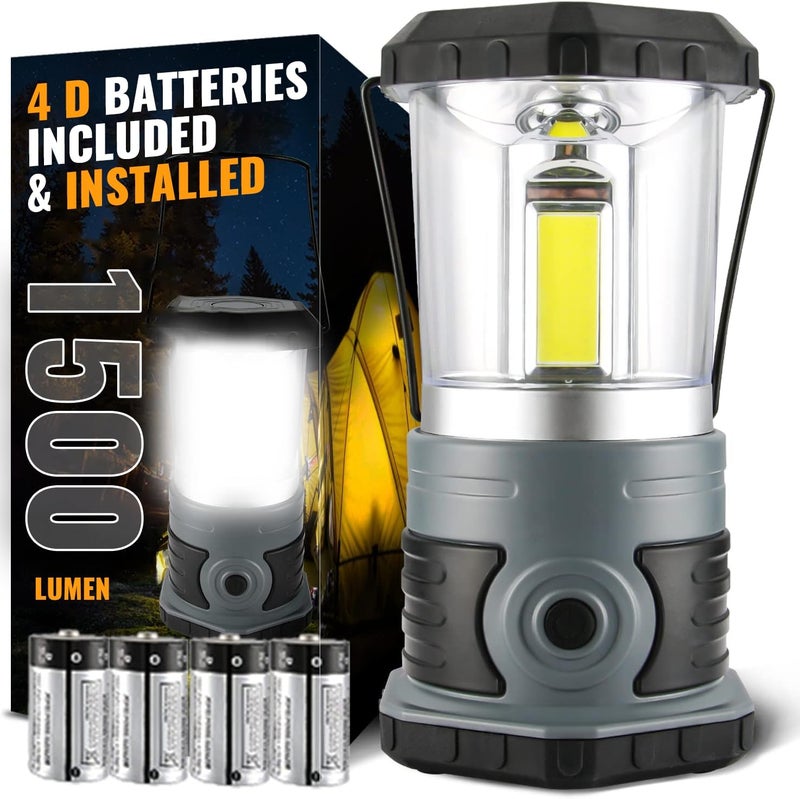 innofox LED Camping Lantern, 1500 LM Lanterns for Power Outages with 4 D Batteries Included, Battery Powered Lantern Flashlight with 4 Light Modes, Weatherproof Tent Light for Storms and Hurricanes - Image 1