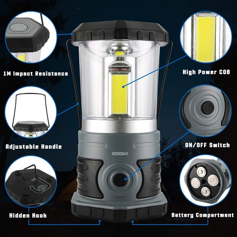 innofox LED Camping Lantern, 1500 LM Lanterns for Power Outages with 4 D Batteries Included, Battery Powered Lantern Flashlight with 4 Light Modes, Weatherproof Tent Light for Storms and Hurricanes - Image 5