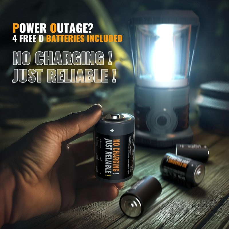innofox LED Camping Lantern, 1500 LM Lanterns for Power Outages with 4 D Batteries Included, Battery Powered Lantern Flashlight with 4 Light Modes, Weatherproof Tent Light for Storms and Hurricanes - Image 3