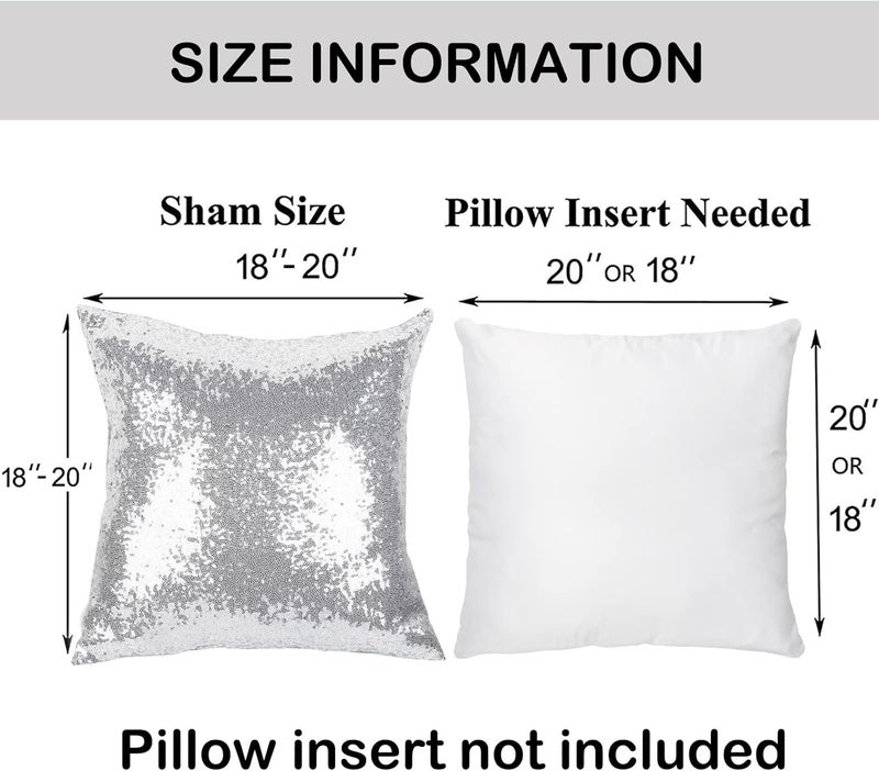 Luckam Sparkling Sequins Pillow Covers, Luxury Home Satin Throw Pillow Covers Set of 2 Hidden Zipper Pillow Case for Couch Wedding Bed Living Room Party Sofa Decor (Silver, 18"x18") - Image 5