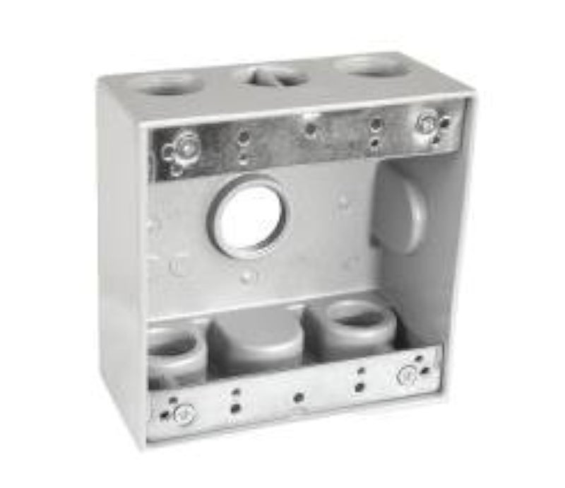 Sealproof 2-Gang 5 Hole 3/4" Holes Weatherproof Rectangular Exterior Electrical Outlet Box with 5 Outlet Holes, 3/4-Inch, UL Listed, Double Gang - Image 4