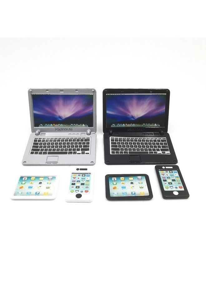 SXFSE Dollhouse Decoration Accessories 6 Pack 1/12 1/6 Dollhouse Miniature Scene Model Mini Laptop Tablet And Smart Phone Scene Model (Multicolored) - Image 1
