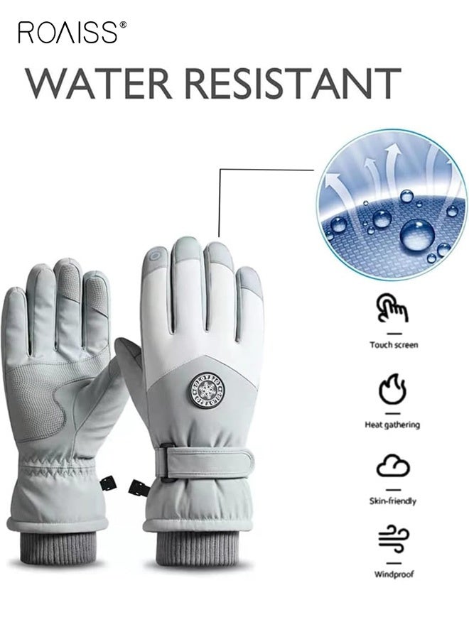 رويس قفازات شتوية للجنسين للتزلج والتزلج على الجليد، قفازات صوفية مقاومة للماء للزوجين، قفازات للجري في الهواء الطلق مقاومة للبرد، مقاس قابل للتعديل، قفازات تعمل باللمس، لون رمادي - Image 3