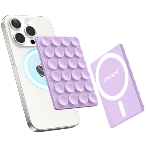 amBand Silicone Suction Phone Mount Trendy Stocking Stuffers for Women Mom, Detachable Sticky Holder for iPhone Cute Stylish Preppy Stuff for Selfie/Yoga/Dance, Lilac Purple - Image 1