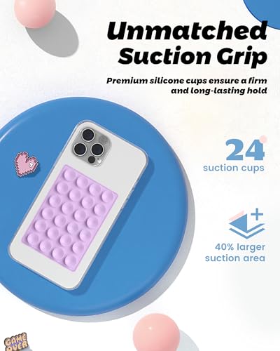 amBand Silicone Suction Phone Mount Trendy Stocking Stuffers for Women Mom, Detachable Sticky Holder for iPhone Cute Stylish Preppy Stuff for Selfie/Yoga/Dance, Lilac Purple - Image 4
