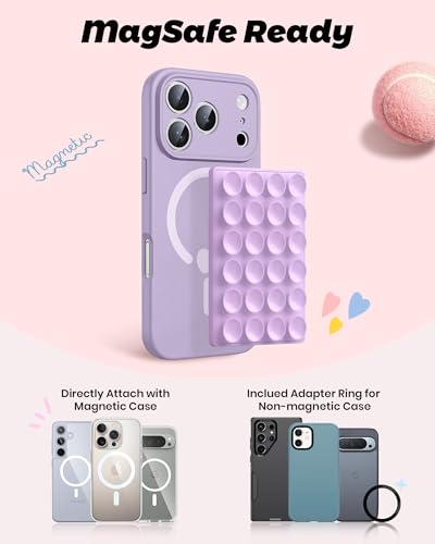 amBand Silicone Suction Phone Mount Trendy Stocking Stuffers for Women Mom, Detachable Sticky Holder for iPhone Cute Stylish Preppy Stuff for Selfie/Yoga/Dance, Lilac Purple - Image 2