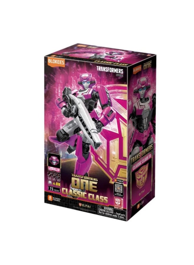 Blokees Transformers One Classic Class Elita-1 Action Figure Model Kit | 75 PCS STEM Construction Kit | Buildable Robot Toy with Glowing Eyes, Weapons & Display Base | Collectible Gift for Kids & Adults - Image 1