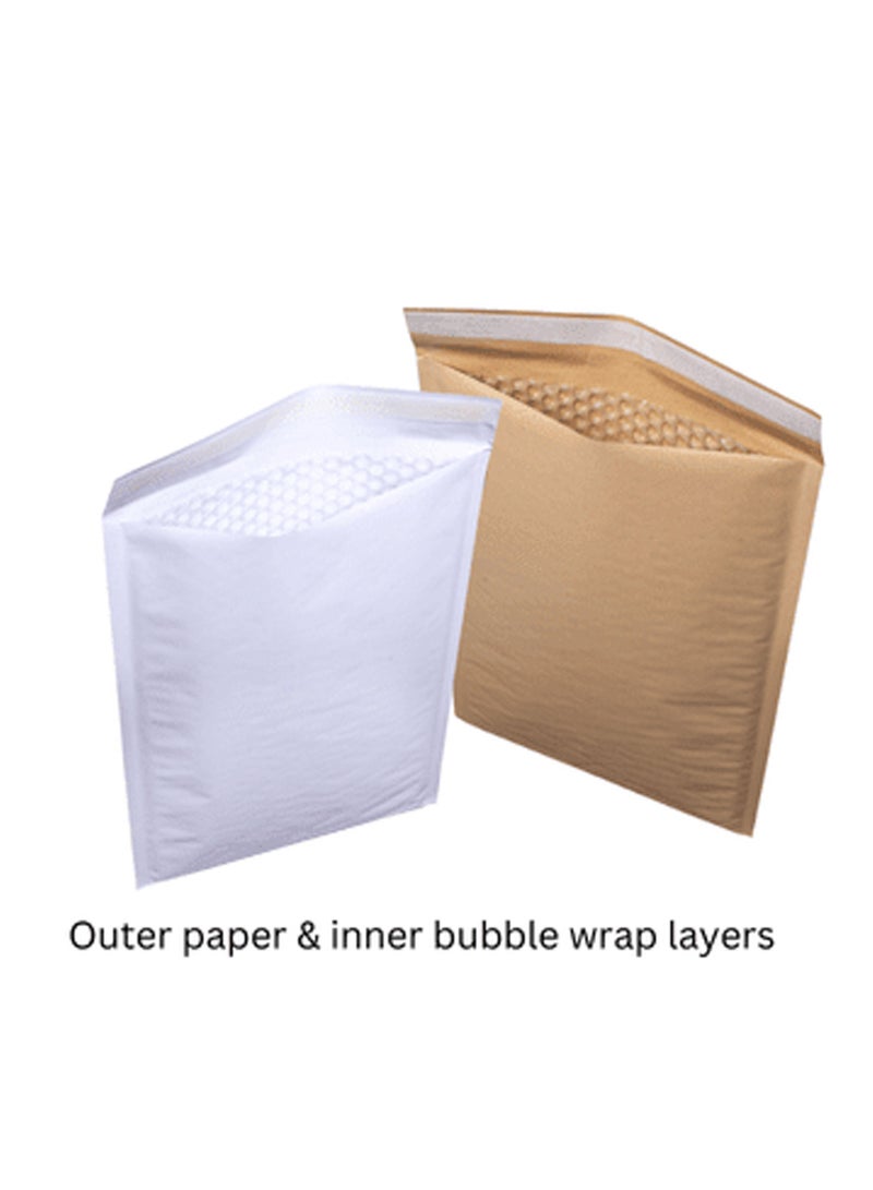 AirPouch Kraft Paper Bubble Mailers – Padded Eco-Friendly Shipping Envelopes, Air Pouch Peel & Seal Protective Mailers Color White Size Small (150×210) – 5 Pcs - Image 2