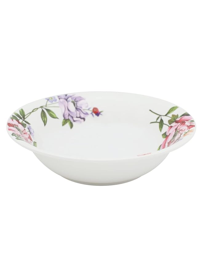erorex Melamine Deep Round Bowl 22 Cm 8.66 Inch White Floral Design For Food Kitchen Use Outdoor And Restaurant Decorative Multi Purpose For Serving Soups Salads And Cereals Etc - Image 3