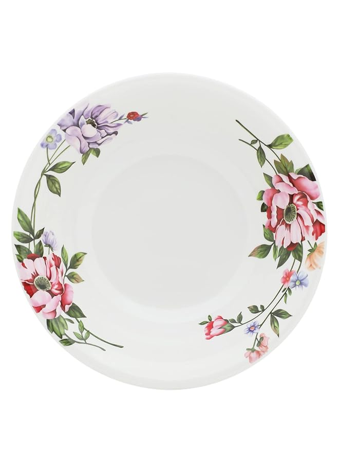 erorex Melamine Deep Round Bowl 22 Cm 8.66 Inch White Floral Design For Food Kitchen Use Outdoor And Restaurant Decorative Multi Purpose For Serving Soups Salads And Cereals Etc - Image 1