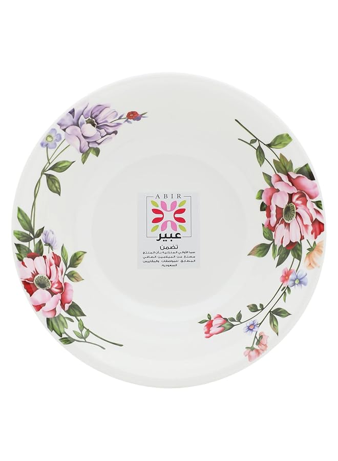 erorex Melamine Deep Round Bowl 22 Cm 8.66 Inch White Floral Design For Food Kitchen Use Outdoor And Restaurant Decorative Multi Purpose For Serving Soups Salads And Cereals Etc - Image 2