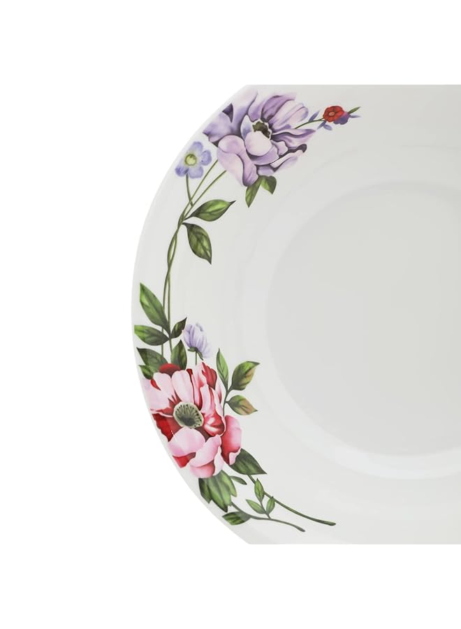 erorex Melamine Deep Round Bowl 22 Cm 8.66 Inch White Floral Design For Food Kitchen Use Outdoor And Restaurant Decorative Multi Purpose For Serving Soups Salads And Cereals Etc - Image 4