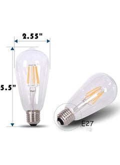 إيروريكس 6 قطع من مصابيح الإضاءة القديمة من طراز Edison St64 E27 بقدرة 4 وات ومصابيح إضاءة ليد طويلة الفتيل مع غطاء مصباح زجاجي مطلي بطبقة عتيقة لتحل محل المصابيح المتوهجة بقدرة 40 وات  - Image 3