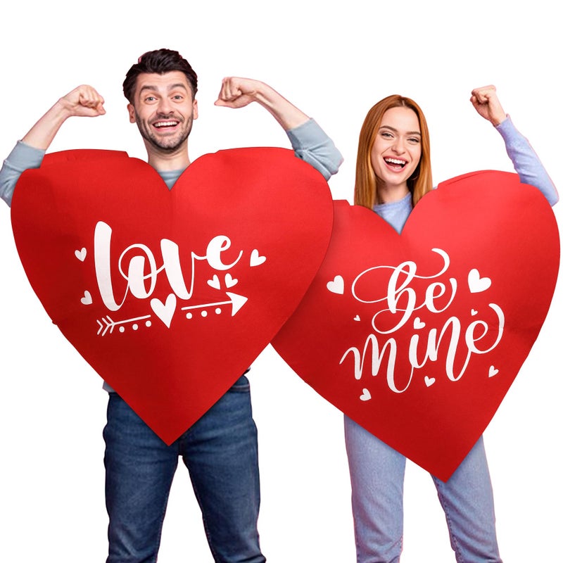 Iceyyyy 2 Pcs Valentine's Day Heart Costume Adult-Felt Red Heart Waistcoat Costumes for Man Woman-Funny Valentine Tunic Costume for Valentine's Day Celebration Cosplay Party - Image 1