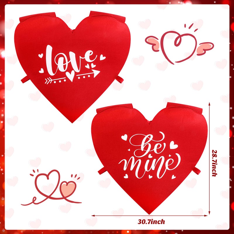 Iceyyyy 2 Pcs Valentine's Day Heart Costume Adult-Felt Red Heart Waistcoat Costumes for Man Woman-Funny Valentine Tunic Costume for Valentine's Day Celebration Cosplay Party - Image 2