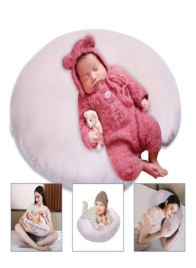 Dormyo Breast Feeding Pillow for New Born Baby - Nursing Pillow for Breastfeeding - Multifunction Pillow with Water Resistant Velvet Cover Filled with 1Kg Microfibre Cream (22" x 21.5") - Image 5