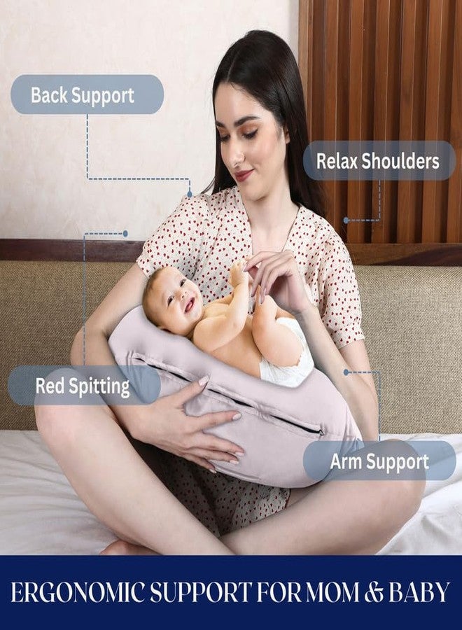 Dormyo Breast Feeding Pillow for New Born Baby - Nursing Pillow for Breastfeeding - Multifunction Pillow with Water Resistant Velvet Cover Filled with 1Kg Microfibre Cream (22" x 21.5") - Image 2