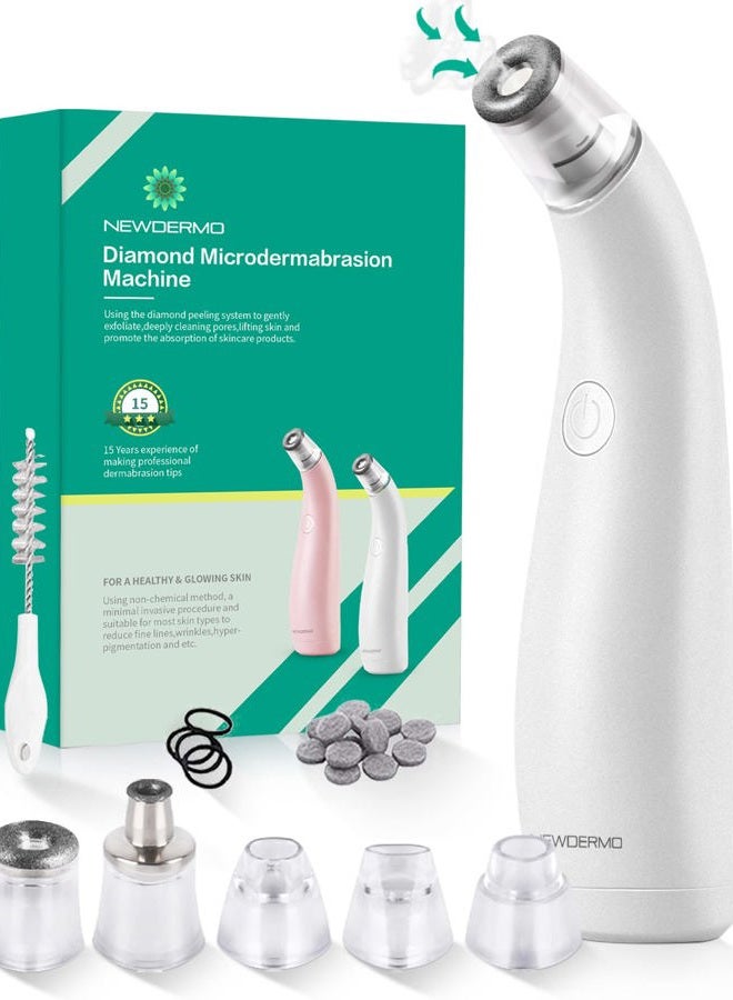 NEWDERMO 2-in-1 Microdermabrasion Machine for Facial, Diamond Microdermabrasion Device USB Rechargeable - Advanced Home Facial Treatment Machine (White) - Image 1