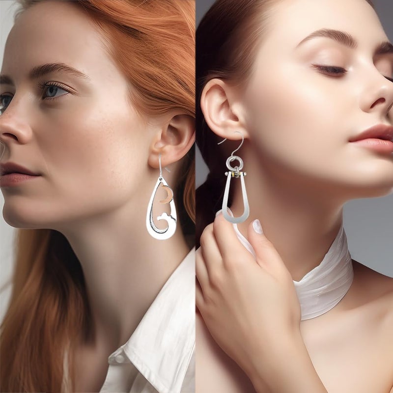 Coolkin 12 Pairs Vintage Geometric Druse Crystal Drop Dangle Earrings Ethnic Style Vintage Boho Jewelry Waterdrop Earrings Jewelry Set for Women (12 Pairs Boho-2) - Image 4
