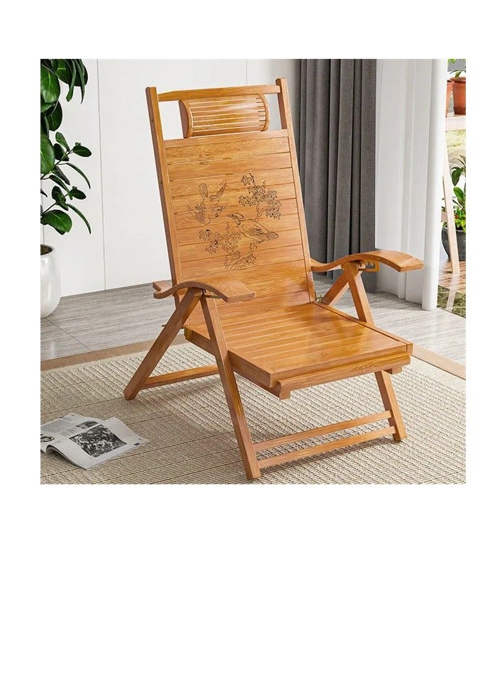 Modern Foldable Bamboo Garden Chair Recliner Reclining Back Indoor/Outdoor Balcony Furniture Chair For Patio Porch Balcony Deck - Image 1