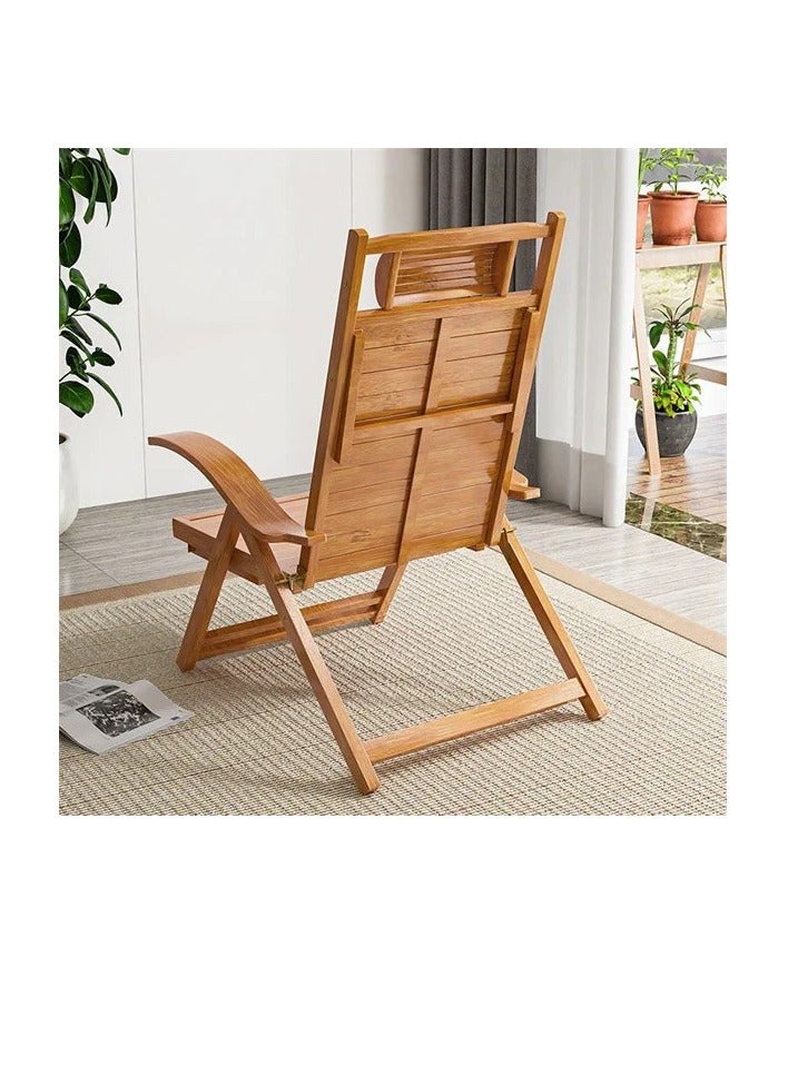 Modern Foldable Bamboo Garden Chair Recliner Reclining Back Indoor/Outdoor Balcony Furniture Chair For Patio Porch Balcony Deck - Image 2