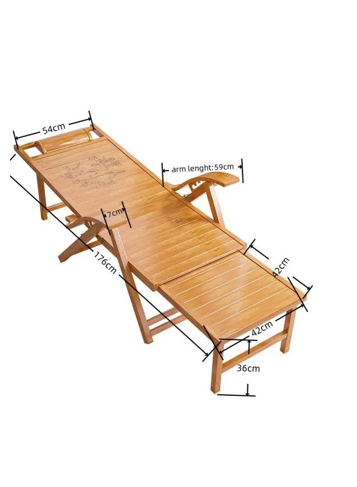 Modern Foldable Bamboo Garden Chair Recliner Reclining Back Indoor/Outdoor Balcony Furniture Chair For Patio Porch Balcony Deck - Image 5