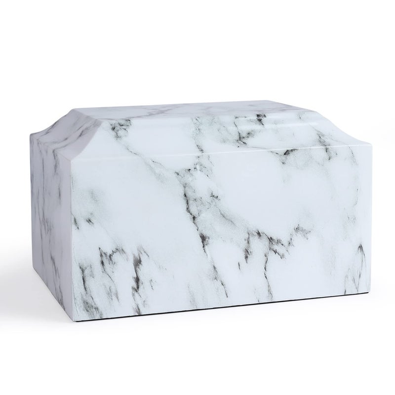 White Classic Cultured Marble Cremation Urn for Adult Ashes Urn for Human Ashes Adult Sized Memorial Urn for Ground Burial or Home Memorial