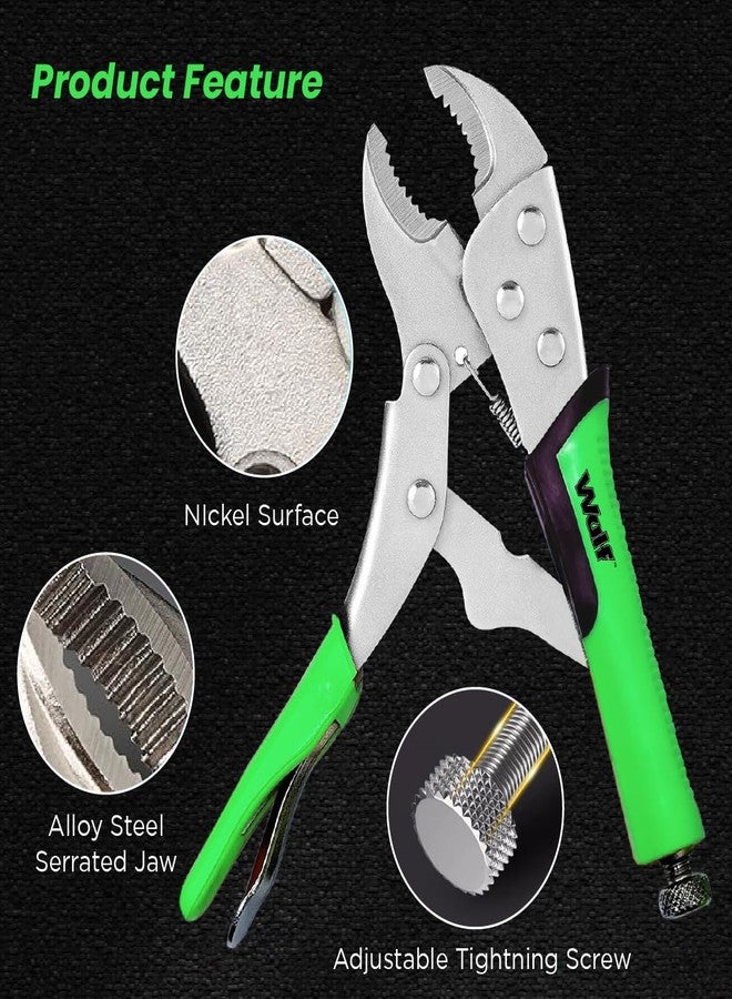 WULF Curved Jaw Locking Pliers | Carbon Steel Vise Grips with Hardened Milled Jaws for Maximum Grip | Classic Trigger Release | Ideal for Cutting, Gripping & Holding | Industrial Hand Tool - Image 2
