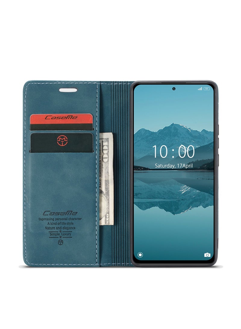 CaseMe Phone Case Luxury PU Leather Design 013 Flip Cover Card Slot Holder Cover For Redmi Note 10 Pro 4G (Green)  - Image 2