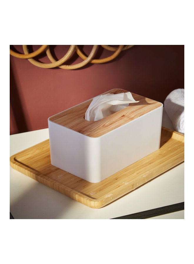 HBSO Wooden Finish Tissue Box Brown 9.5 x 11.5 x 21cm - Image 1