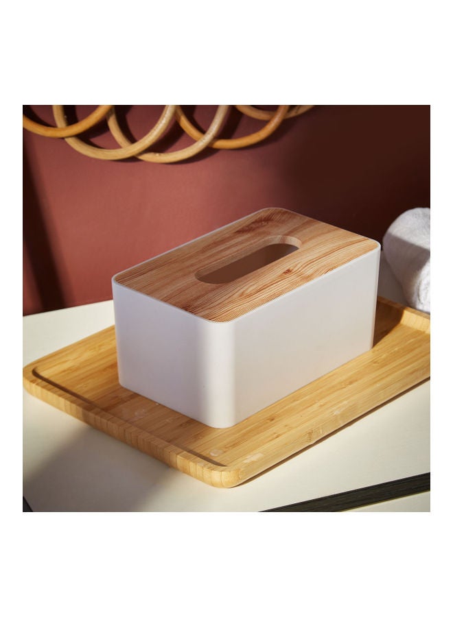 HBSO Wooden Finish Tissue Box Brown 9.5 x 11.5 x 21cm - Image 2