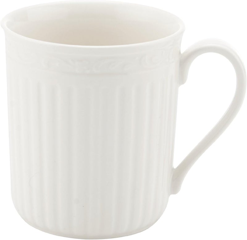 Mikasa Italian Countryside 16Piece Dinnerware Set  Classic White Porcelain with Fluted Bands Service for 4  Dinner Plates Salad Plates Bowls and Mugs Microwave  Dishwasher Safe - Image 5