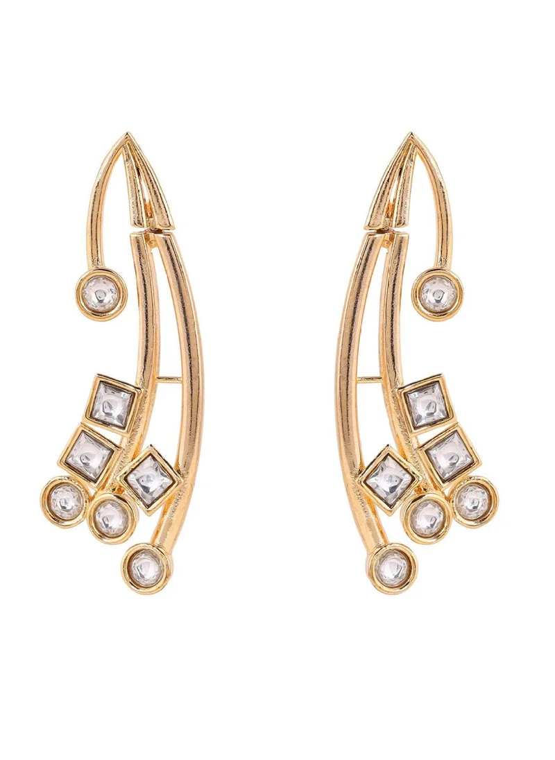 Priyaasi Plated American Diamond Contemporary Drop Earrings