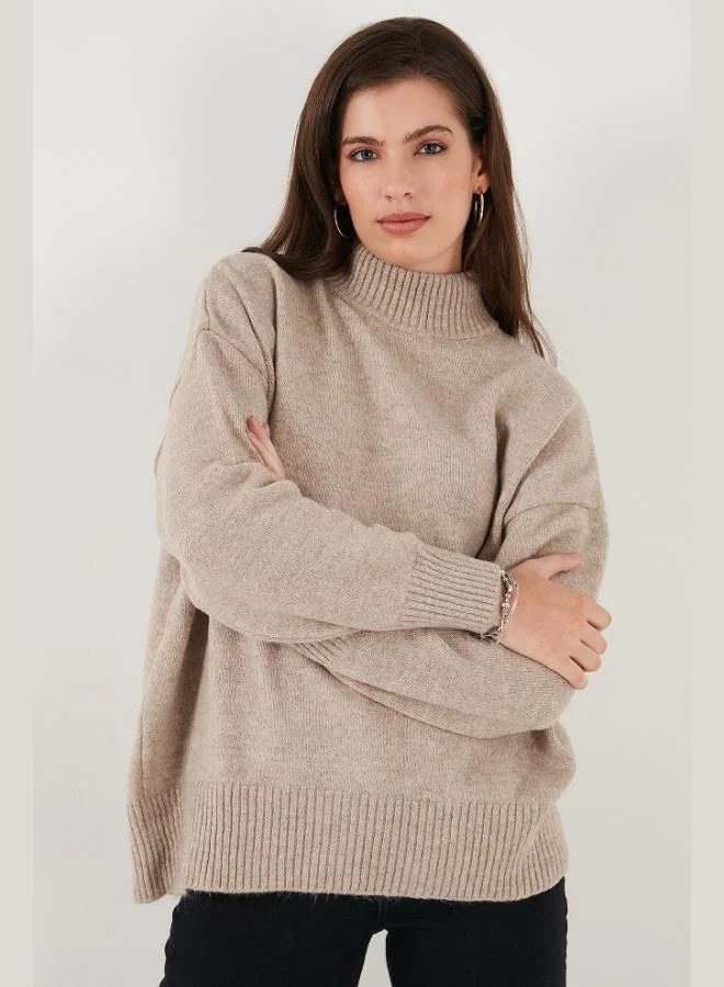 ليلا كنزة نسائية بياقة عالية مقاس كبير نسيج ناعم عبوة من قطعتين