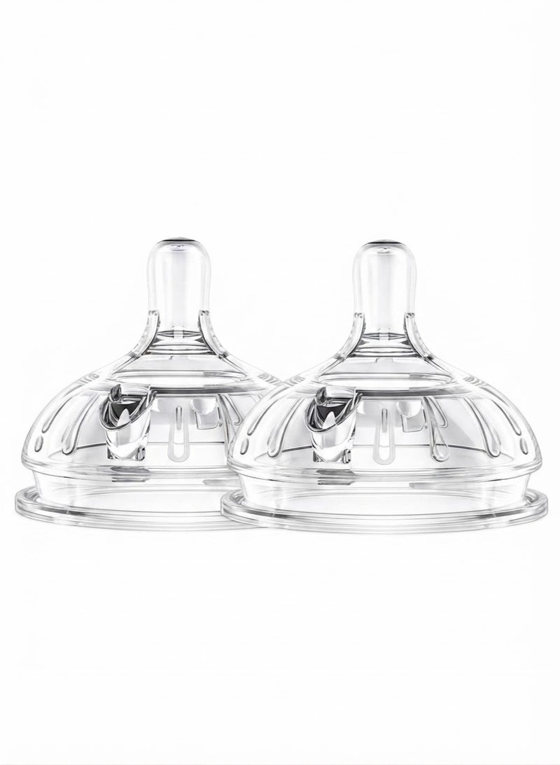 ROVCO Wide-Neck Anti-Colic & Anti-Reflux Silicone Baby Bottle Nipples, BPA-Free, 9+ Months, 2 Pieces, Clear - Image 2