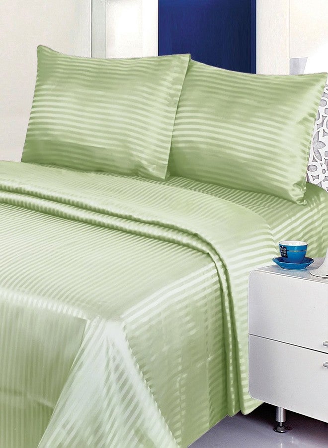 CrystalTowels Microfiber Bed Sheets Set - 4-Piece Soft Sheet Set, Stripe Pattern w/Sateen Finish, King Size Sheets Deep Pocket Set - Sage - Image 3