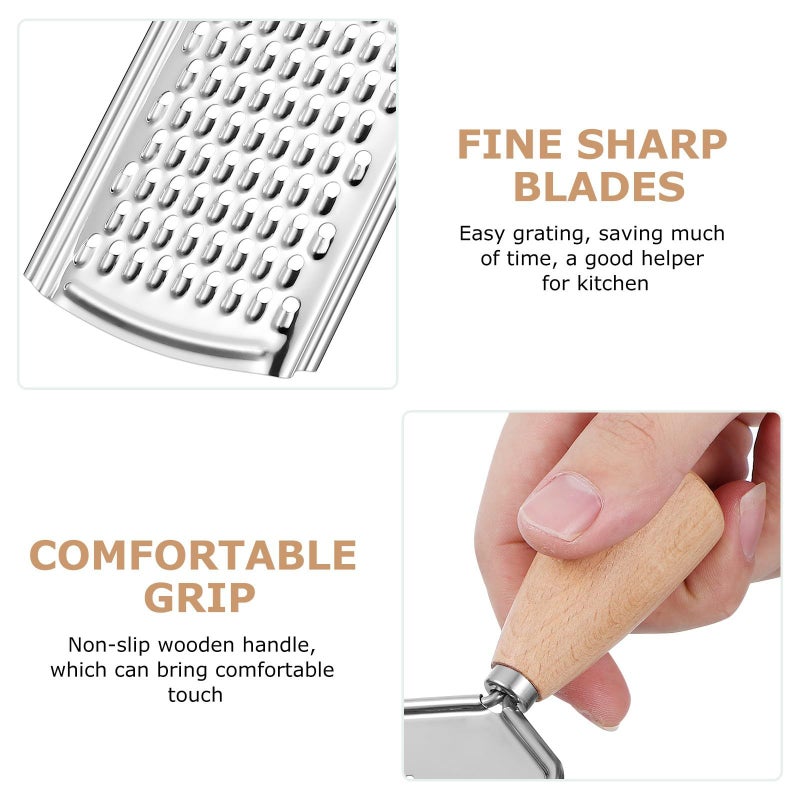 Artibetter Stainless Steel Kitchen Grater with Beech Wood Handle Vegetable Slicer - Image 4