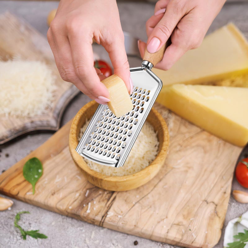 Artibetter Stainless Steel Kitchen Grater with Beech Wood Handle Vegetable Slicer - Image 5