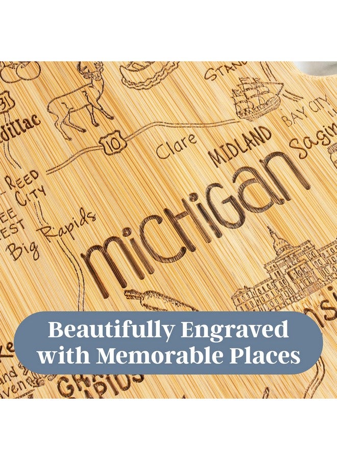 Totally Bamboo Destination Michigan State Shaped Serving and Cutting Board, Includes Hang Tie for Wall Display - Image 3