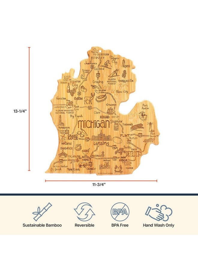 Totally Bamboo Destination Michigan State Shaped Serving and Cutting Board, Includes Hang Tie for Wall Display - Image 4