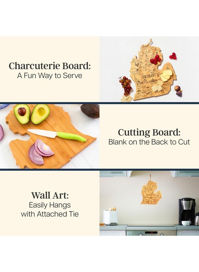 Totally Bamboo Destination Michigan State Shaped Serving and Cutting Board, Includes Hang Tie for Wall Display - Image 2